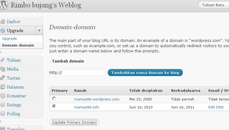 cara redirect domain wordpress.com ke domain sendiri